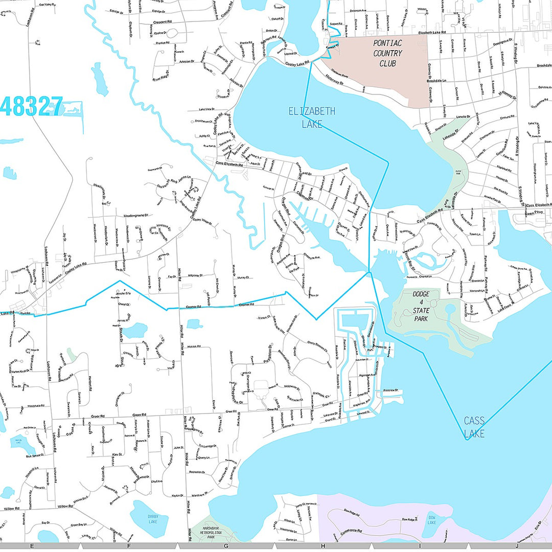 Premium Style Wall Map of Waterford, MI