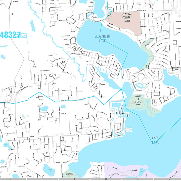 Premium Style Wall Map of Waterford, MI