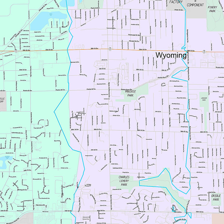 Premium Style Wall Map of Wyoming, MI