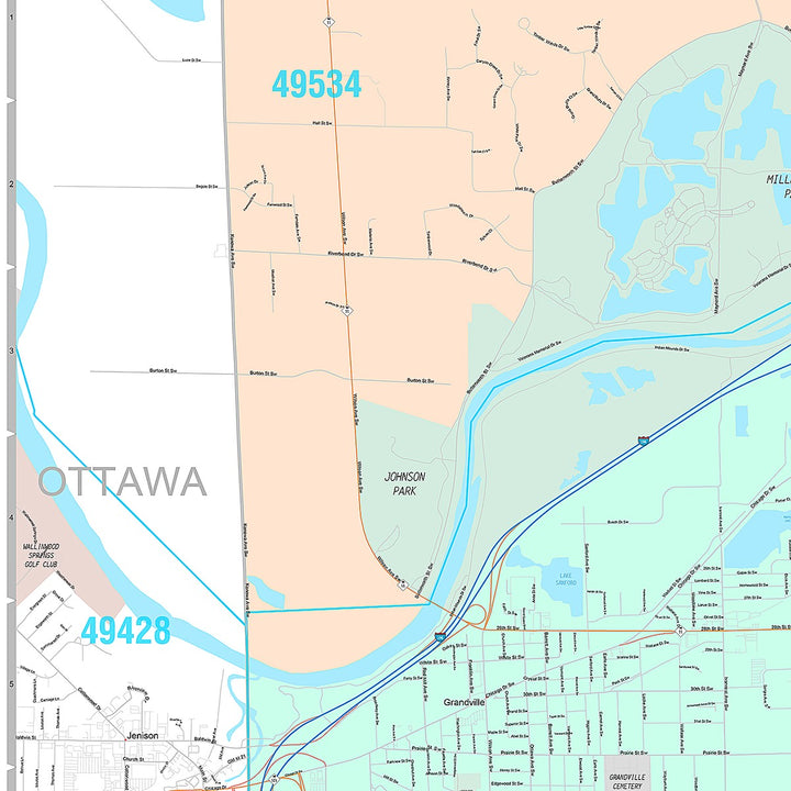 Premium Style Wall Map of Wyoming, MI