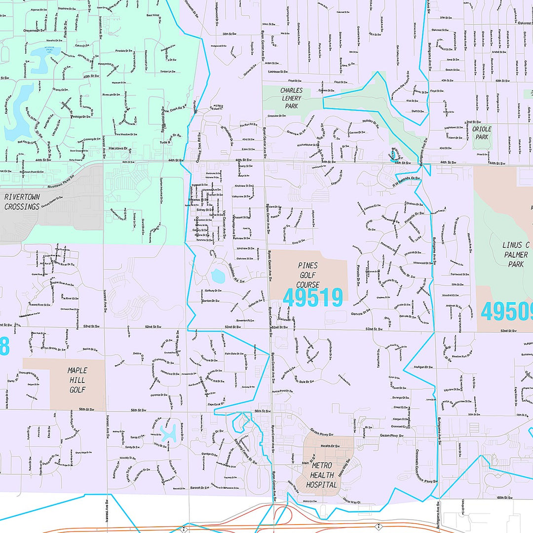 Premium Style Wall Map of Wyoming, MI