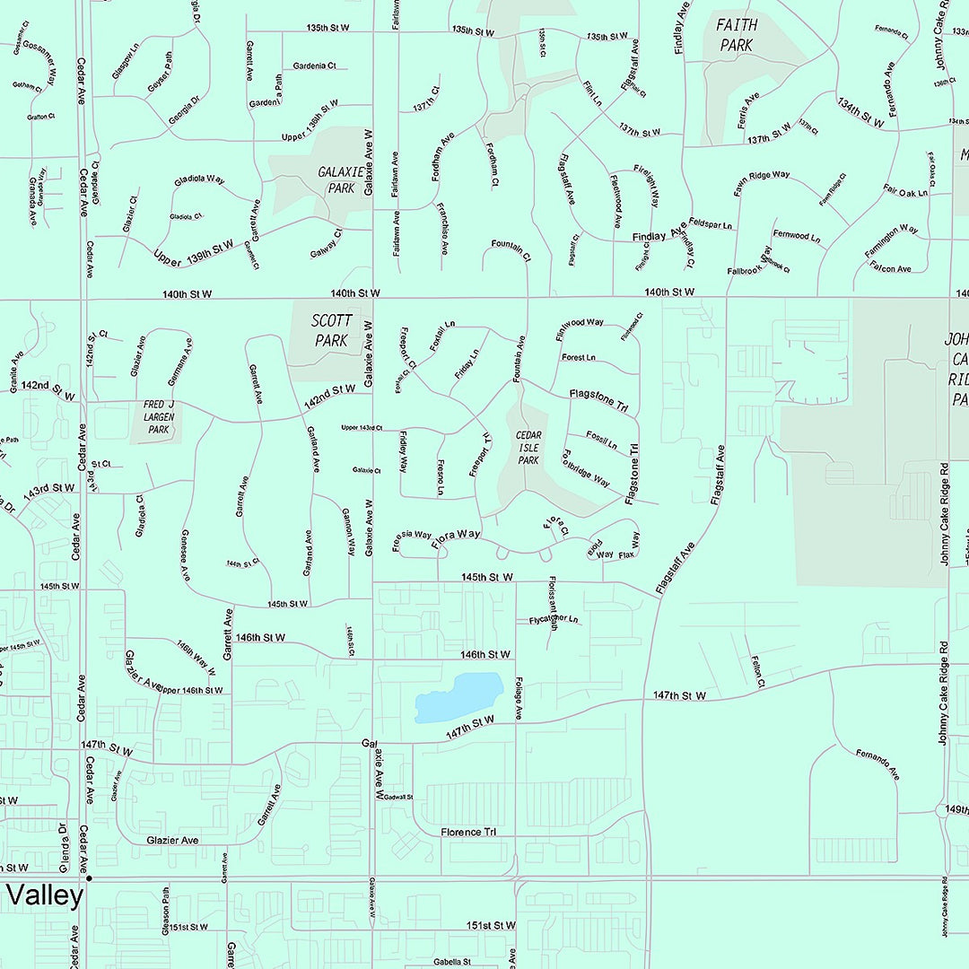 Premium Style Wall Map of Apple Valley MN