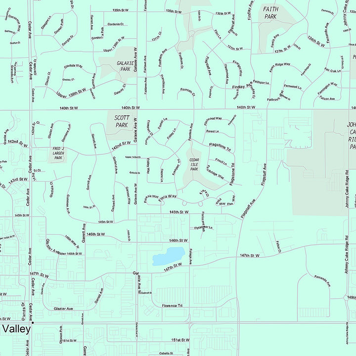 Premium Style Wall Map of Apple Valley MN