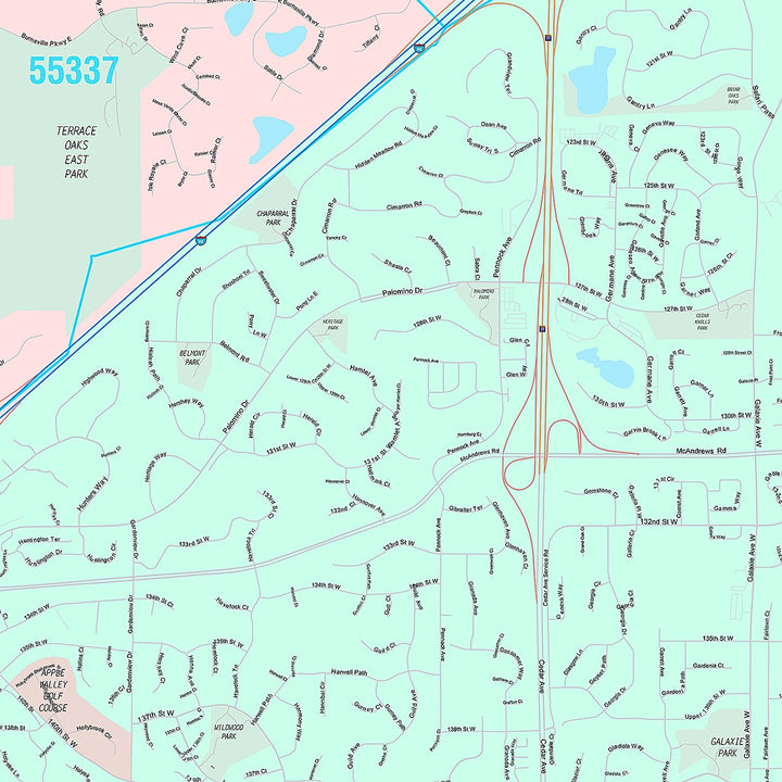 Premium Style Wall Map of Apple Valley MN