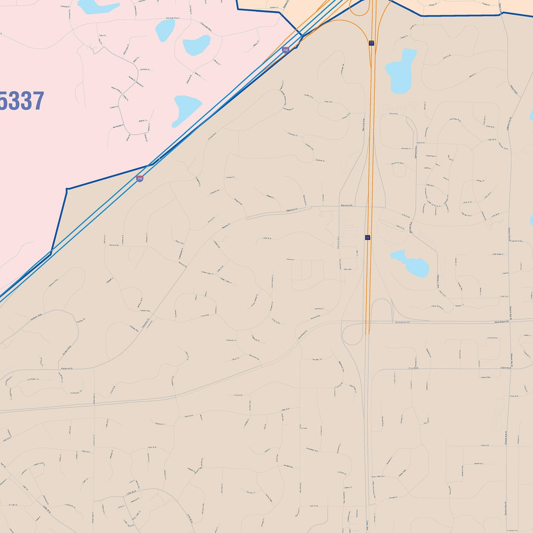 Color Cast Zip Code Style Wall Map of Apple Valley, MN