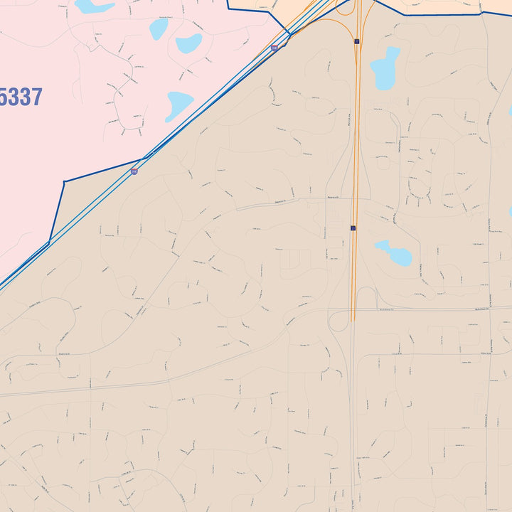 Color Cast Zip Code Style Wall Map of Apple Valley, MN