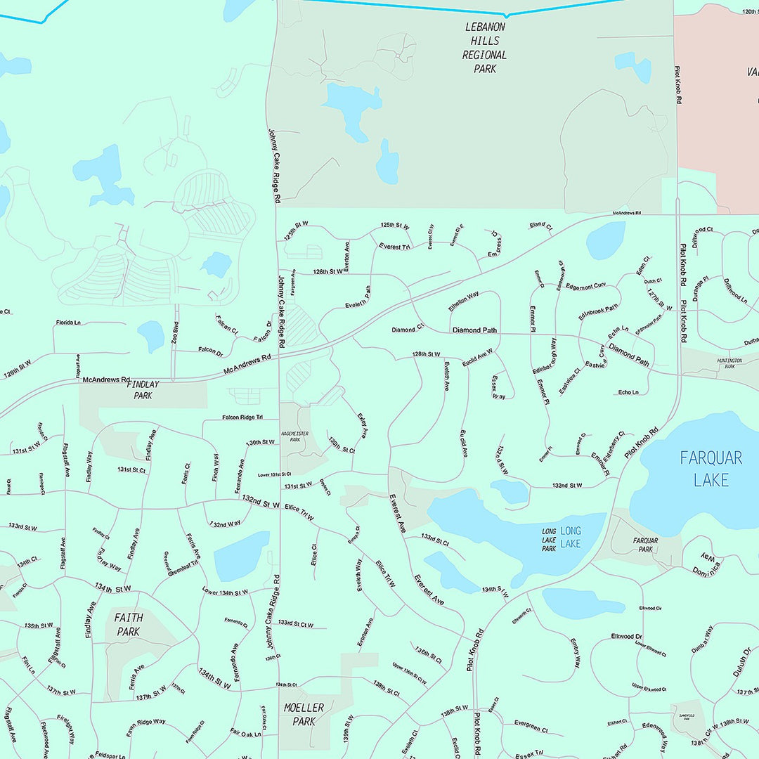Premium Style Wall Map of Apple Valley MN