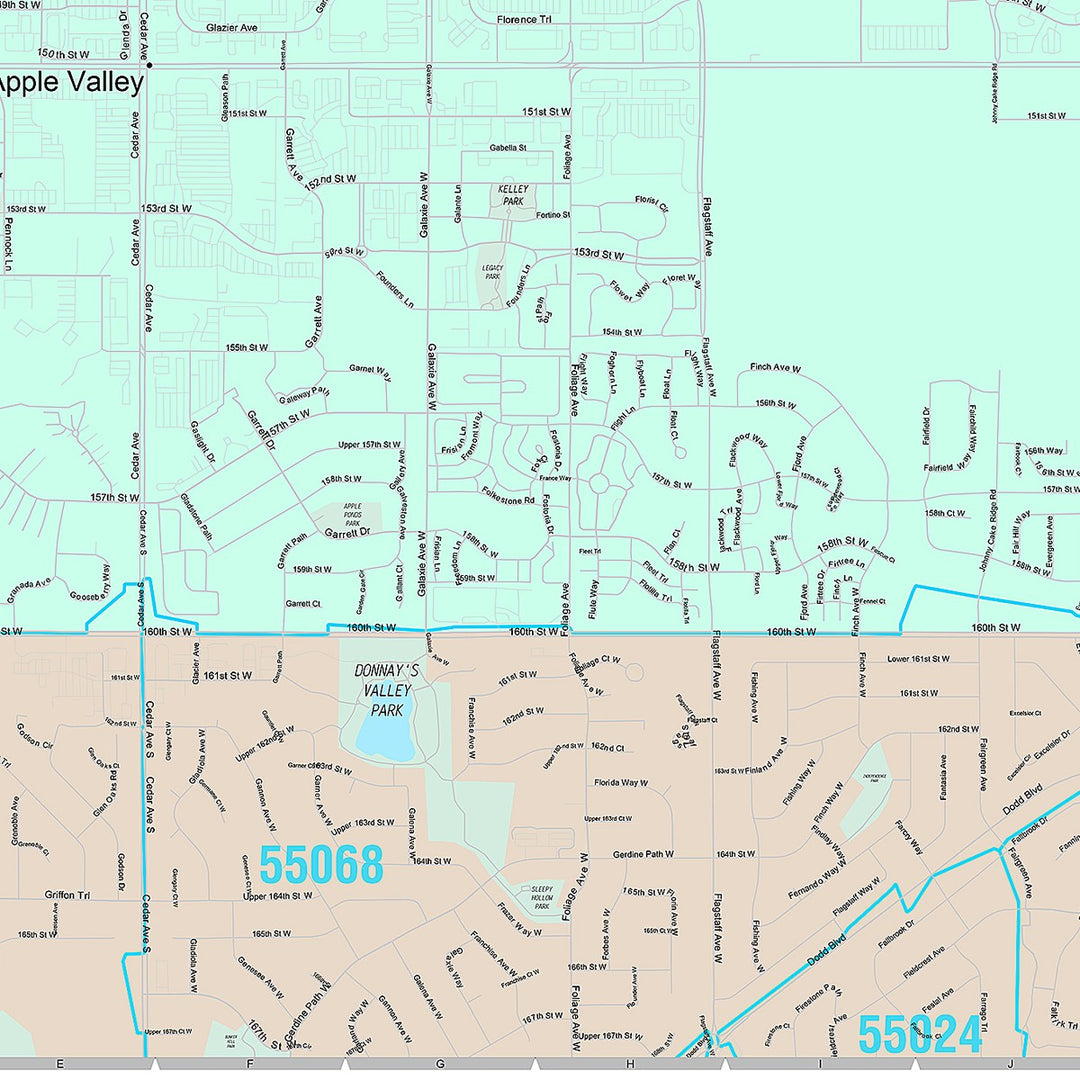 Premium Style Wall Map of Apple Valley MN