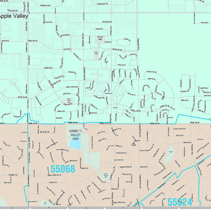 Premium Style Wall Map of Apple Valley MN