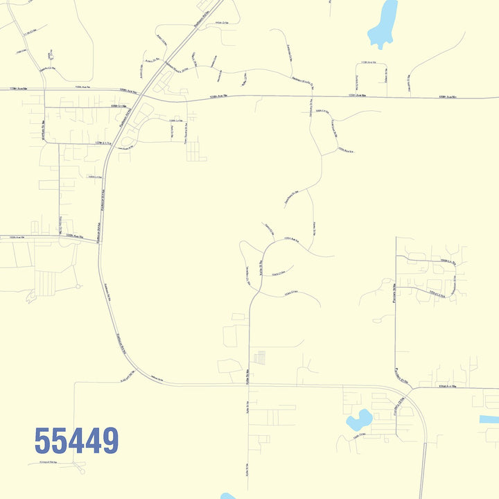Color Cast Zip Code Style Wall Map of Blaine, MN