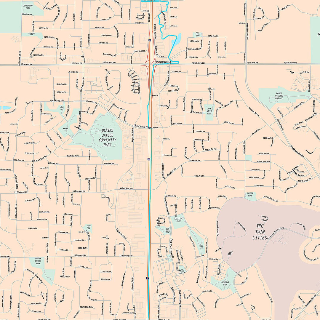 Premium Style Wall Map of Blaine, MN