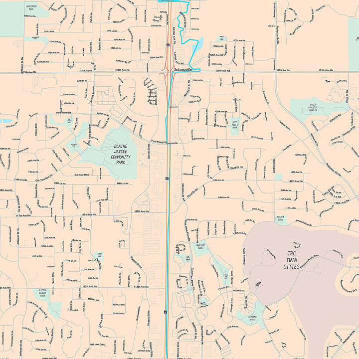 Premium Style Wall Map of Blaine, MN