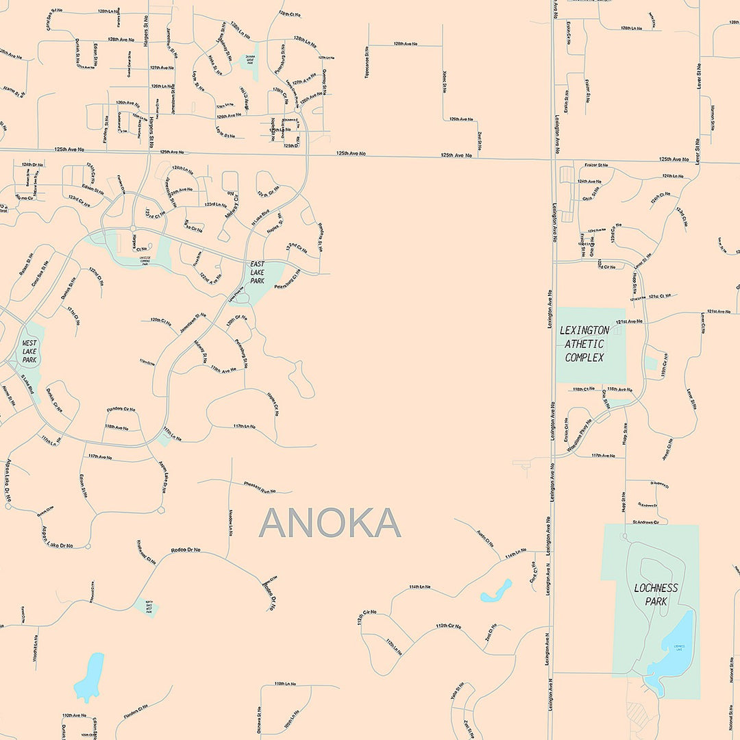 Premium Style Wall Map of Blaine, MN