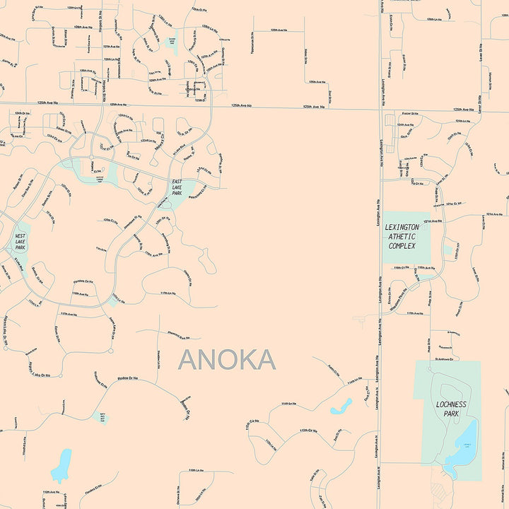 Premium Style Wall Map of Blaine, MN