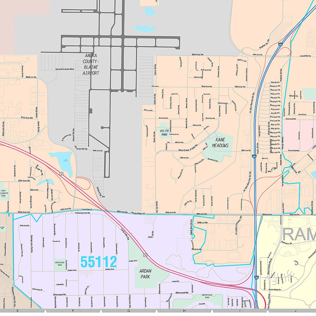 Premium Style Wall Map of Blaine, MN