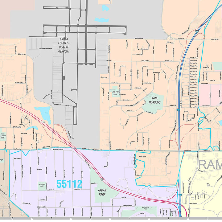 Premium Style Wall Map of Blaine, MN