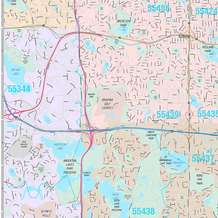 Premium Style Wall Map of Bloomington, MN