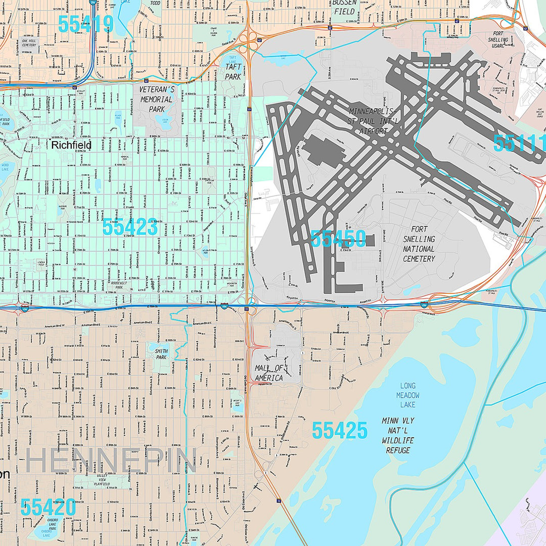 Premium Style Wall Map of Bloomington, MN