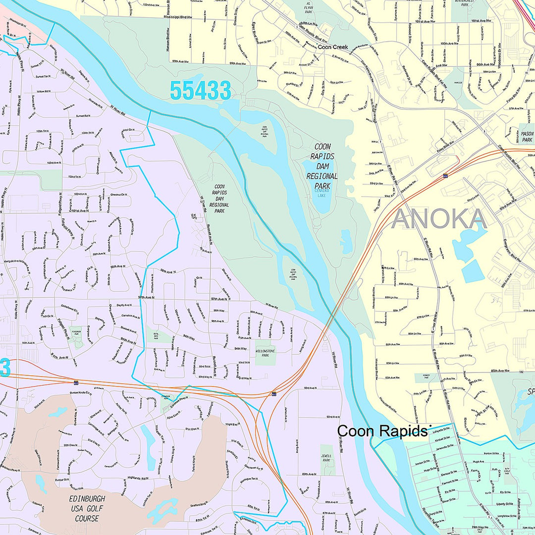 Premium Style Wall Map of Brooklyn Park, MN