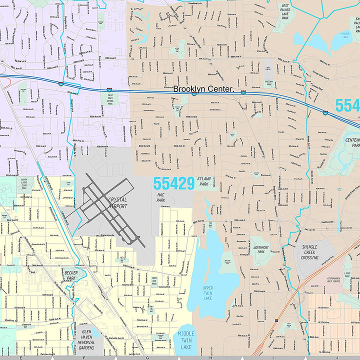 Premium Style Wall Map of Brooklyn Park, MN