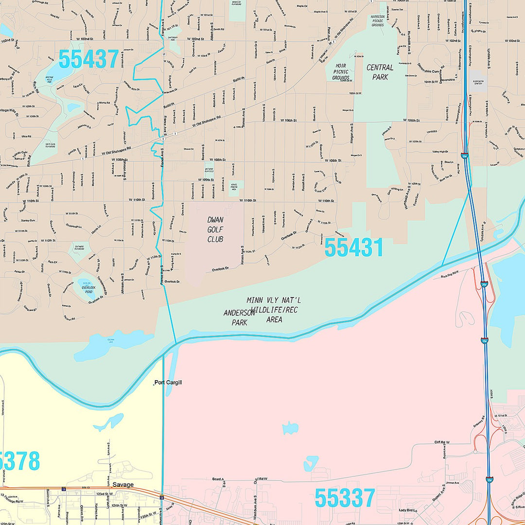 Premium Style Wall Map of Burnsville, MN