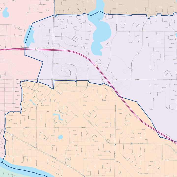 Color Cast Zip Code Style Wall Map of Coon Rapids, MN