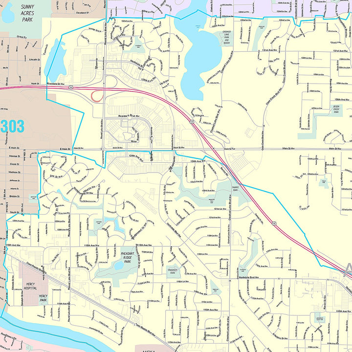 Premium Style Wall Map of Coon Rapids, MN
