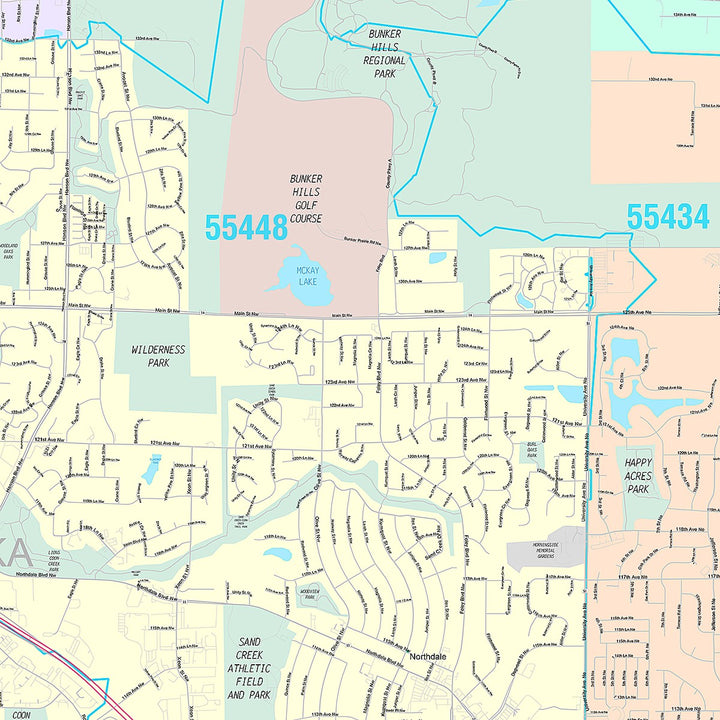 Premium Style Wall Map of Coon Rapids, MN