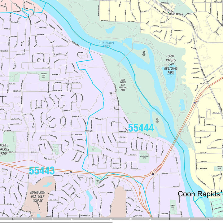 Premium Style Wall Map of Coon Rapids, MN