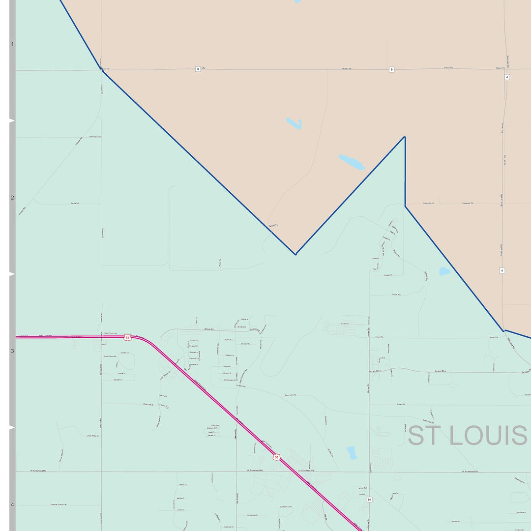 Color Cast Zip Code Style Wall Map of Duluth, MN