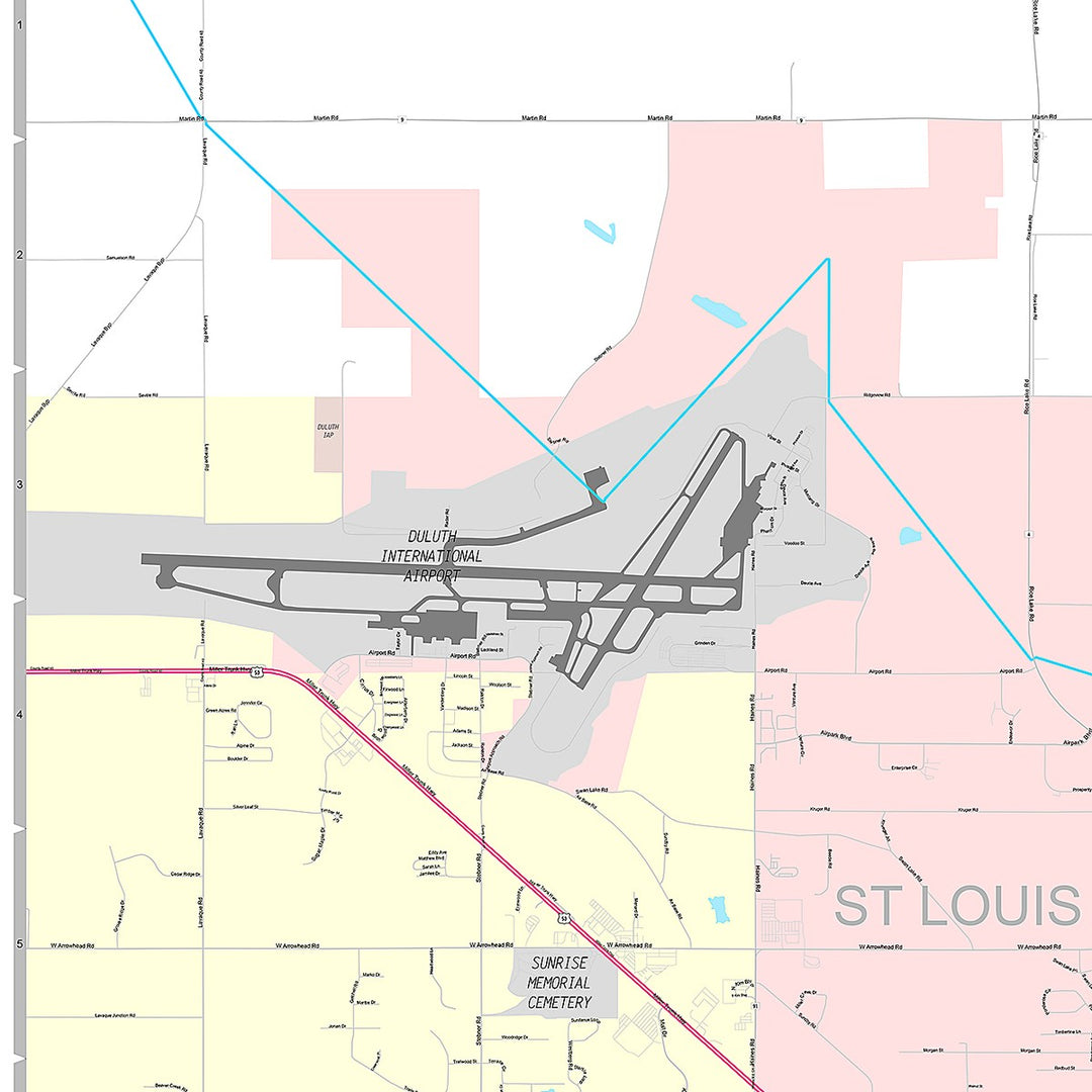 Premium Style Wall Map of Duluth, MN