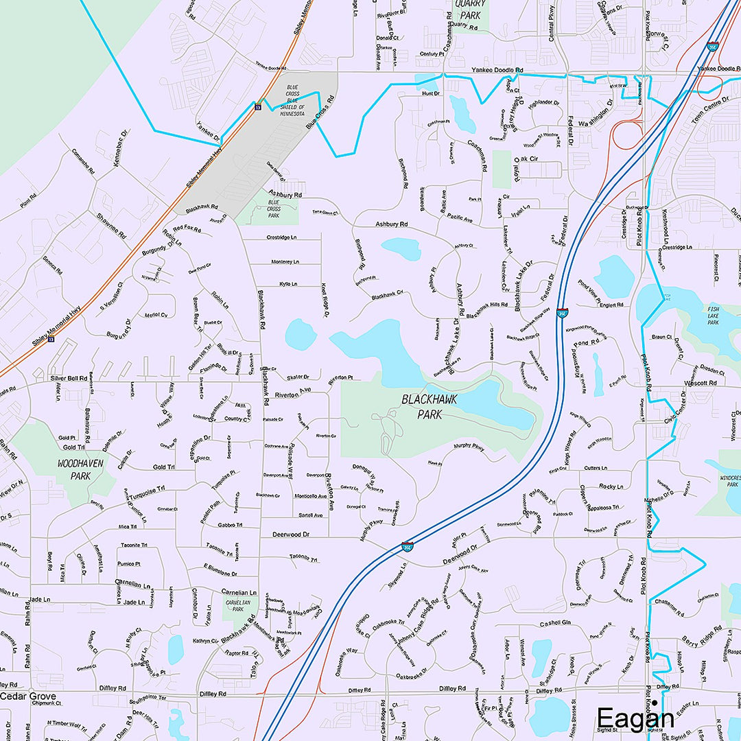Premium Style Wall Map of Eagan, MN