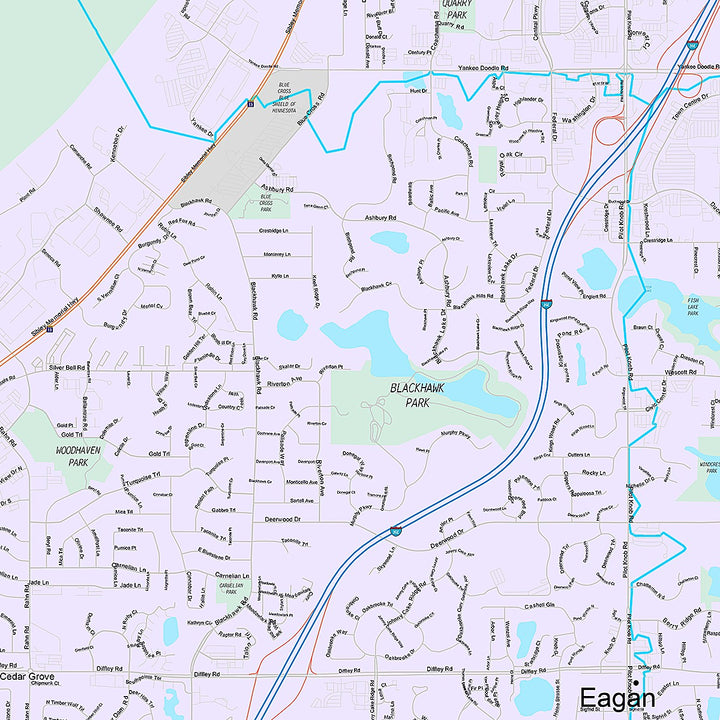 Premium Style Wall Map of Eagan, MN