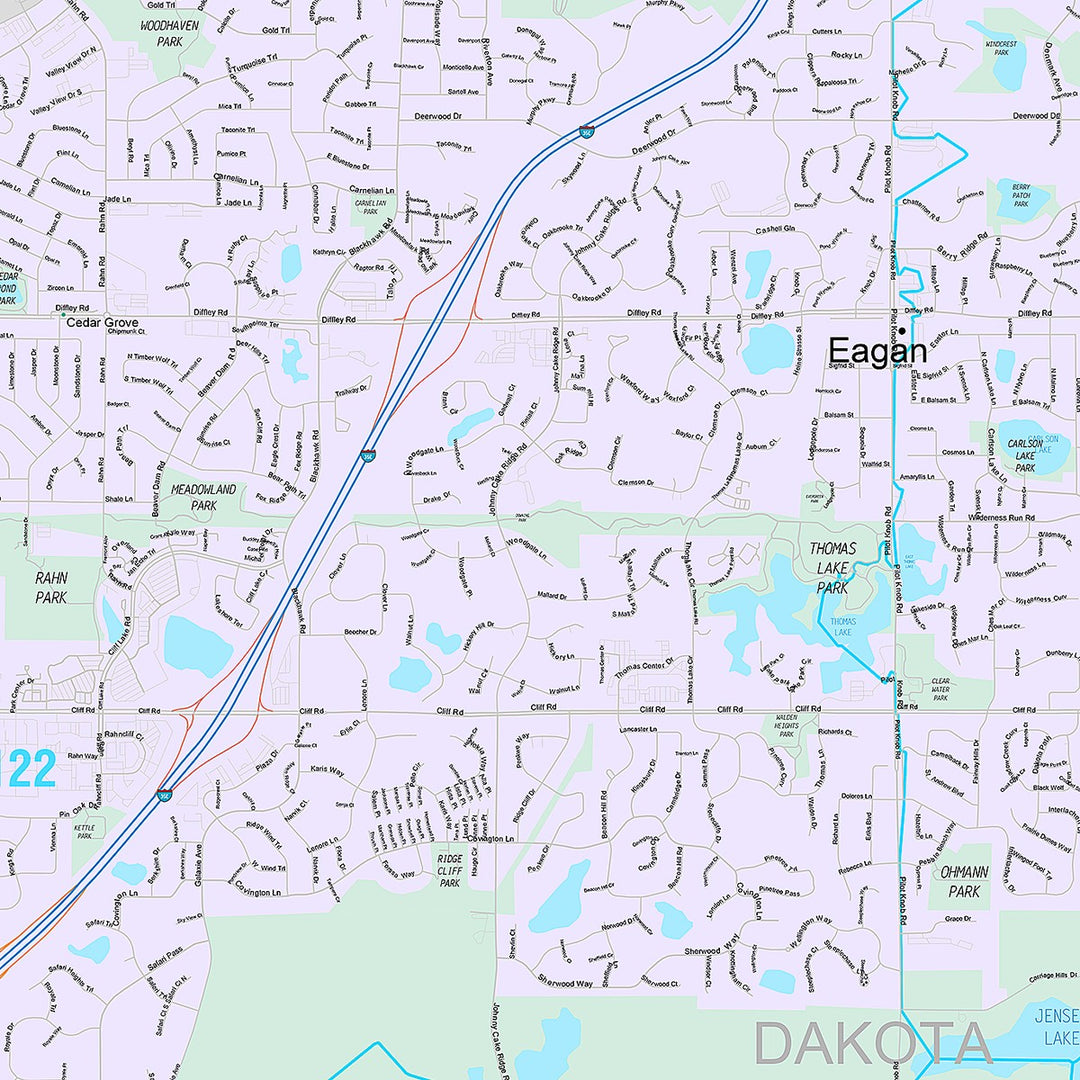 Premium Style Wall Map of Eagan, MN