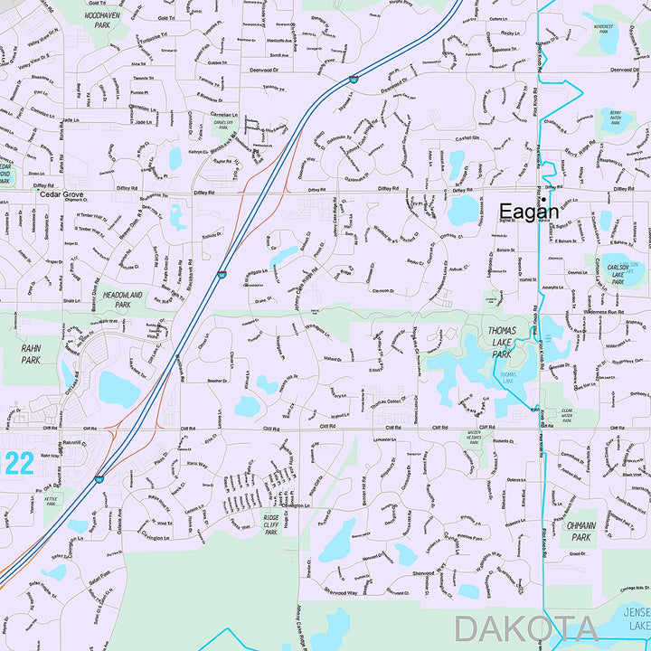 Premium Style Wall Map of Eagan, MN