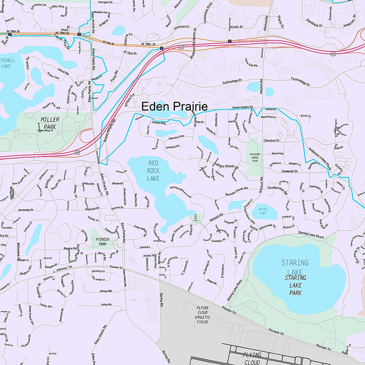 Premium Style Wall Map of Eden Prairie, MN