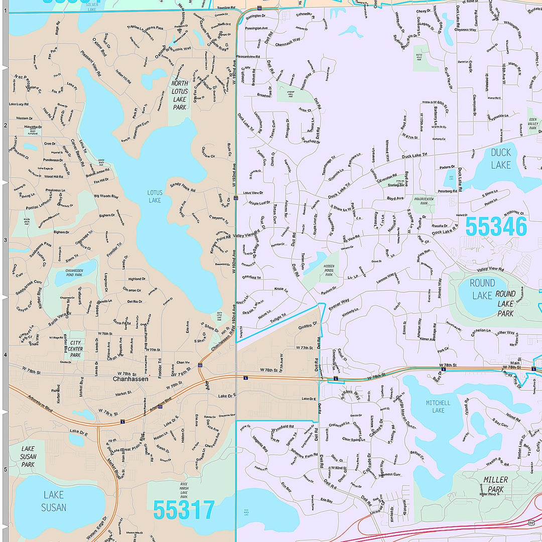 Premium Style Wall Map of Eden Prairie, MN