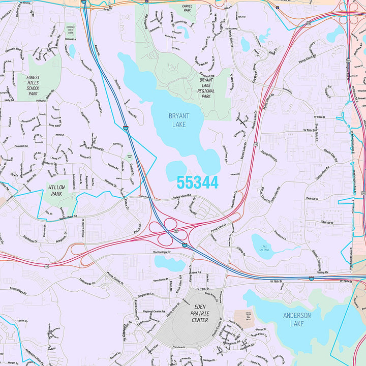 Premium Style Wall Map of Eden Prairie, MN