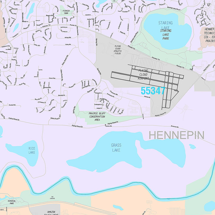 Premium Style Wall Map of Eden Prairie, MN
