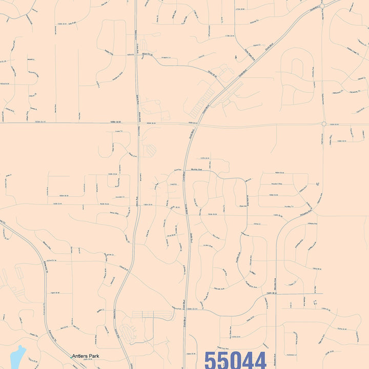 Color Cast Zip Code Style Wall Map of Lakeville, MN