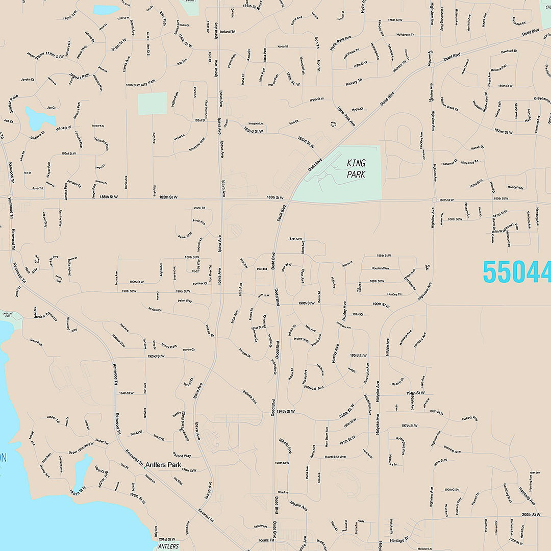 Premium Style Wall Map of Lakeville, MN