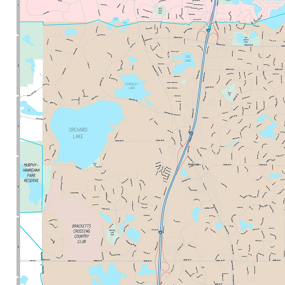 Premium Style Wall Map of Lakeville, MN