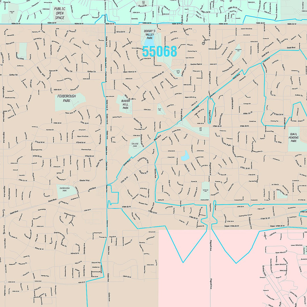 Premium Style Wall Map of Lakeville, MN