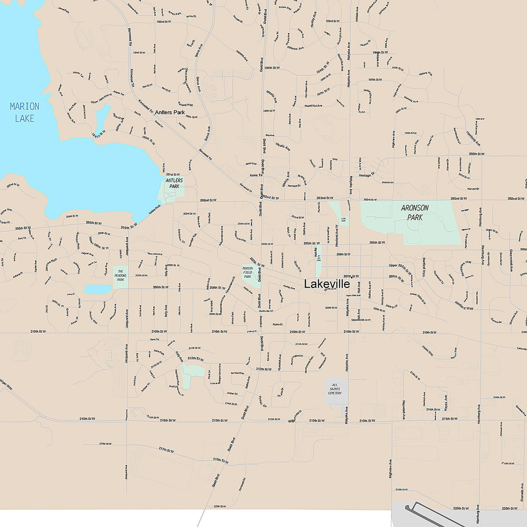 Premium Style Wall Map of Lakeville, MN