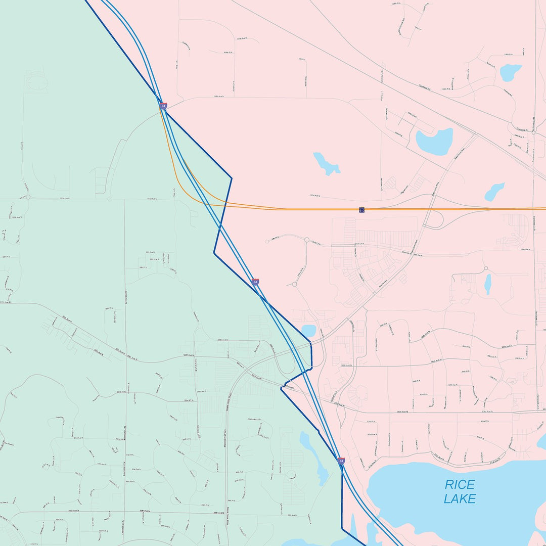 Color Cast Zip Code Style Wall Map of Maple Grove, MN