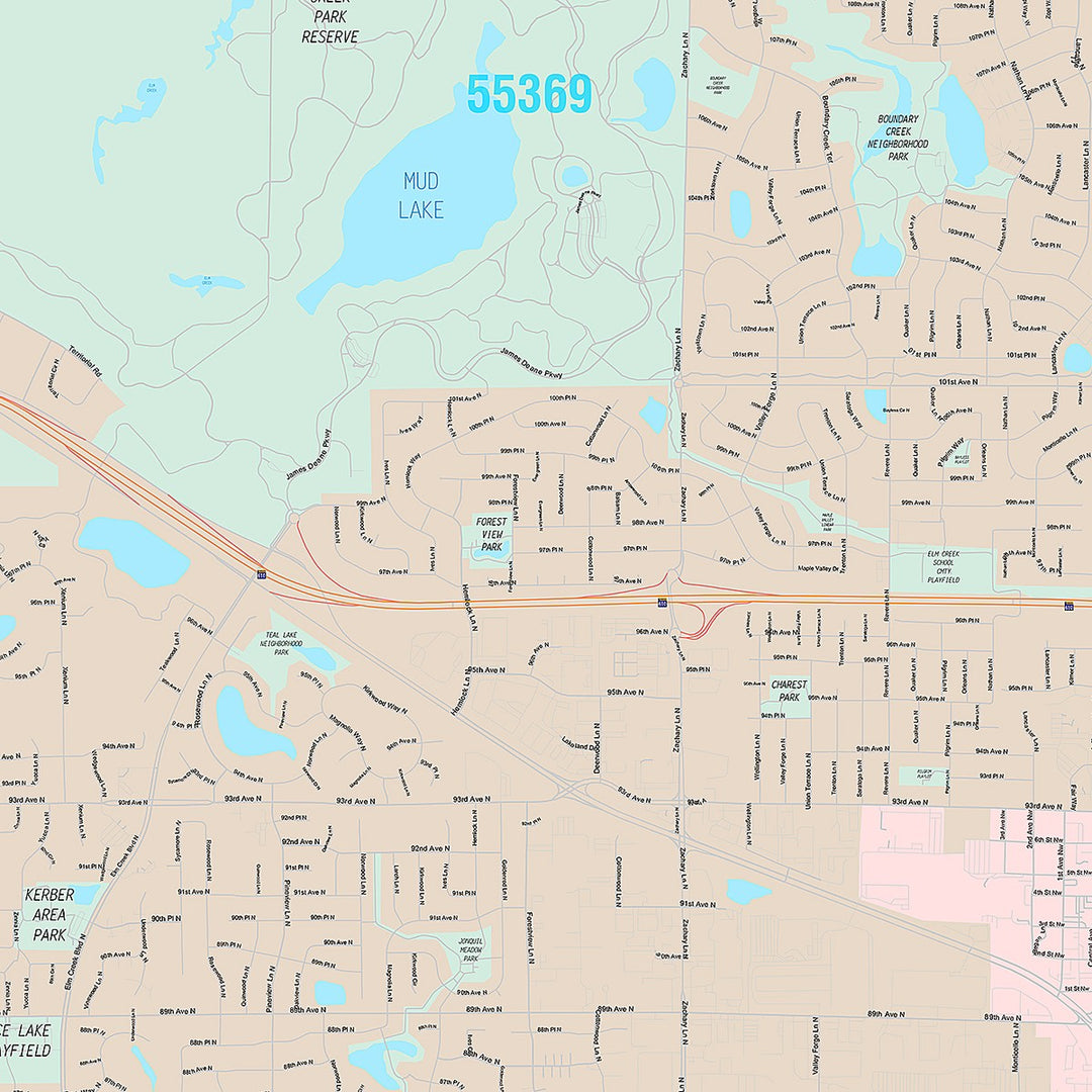 Premium Style Wall Map of Maple Grove, MN