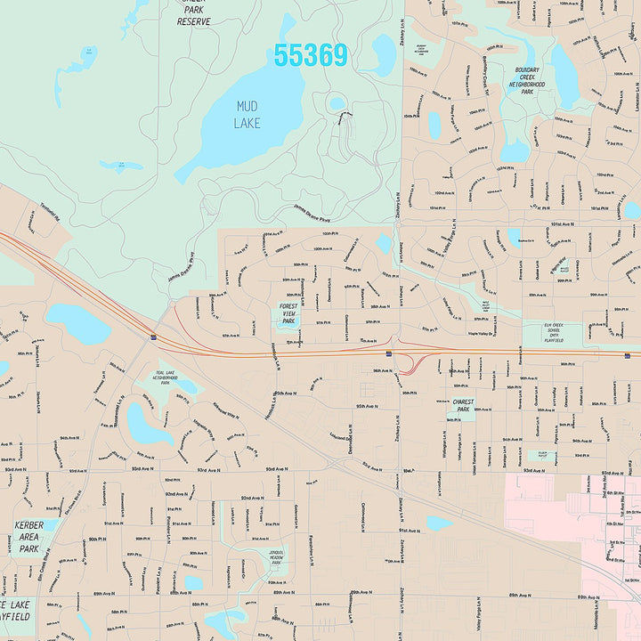 Premium Style Wall Map of Maple Grove, MN