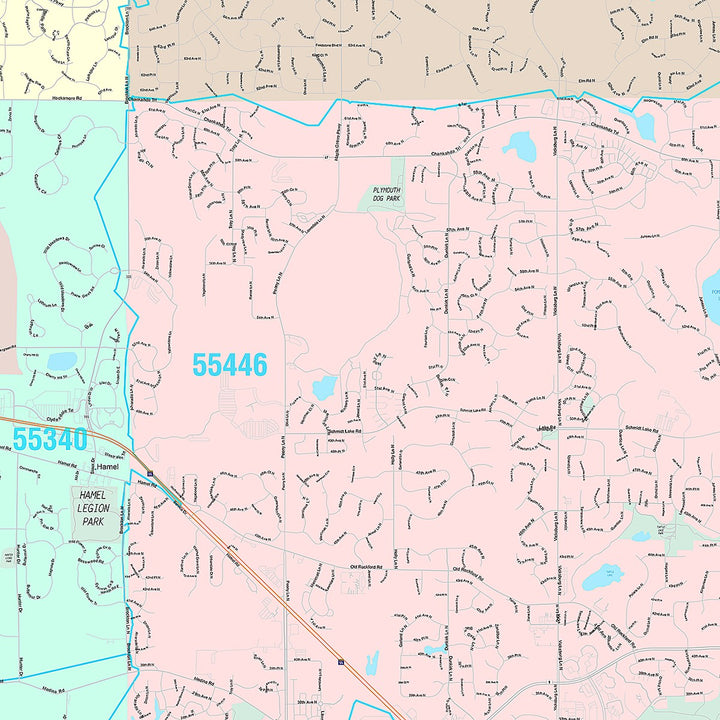 Premium Style Wall Map of Plymouth, MN
