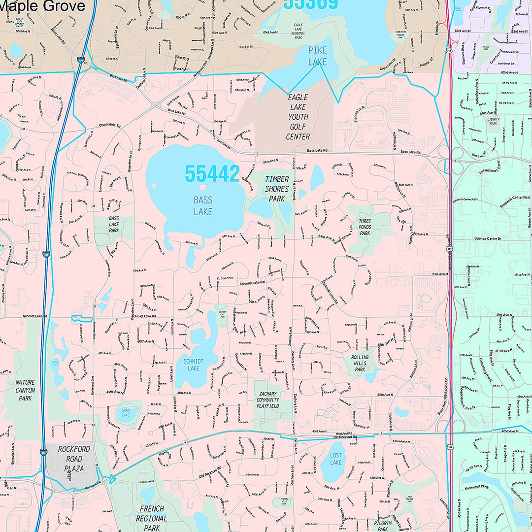 Premium Style Wall Map of Plymouth, MN