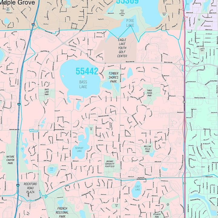 Premium Style Wall Map of Plymouth, MN